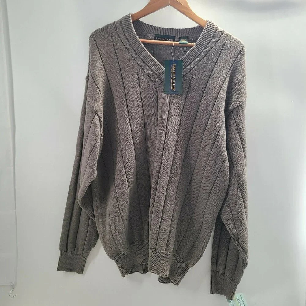 Men's Izod Club‎  Authentic Golf Sportswear Taupe Pullover Sweater Size XL